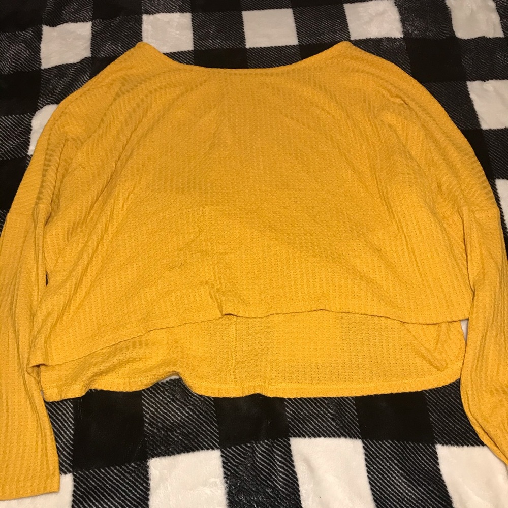 Mustard orange crop long sleeve top